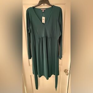 A Pea in the Pod forest green Long Sleeve Dress size large maternity nwt